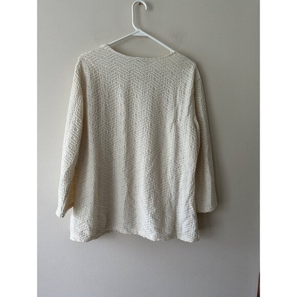 Talbots Womens Textured Cream Sweater Pullover XL Comfy Relaxed Office Stretchy - Picture 5 of 9